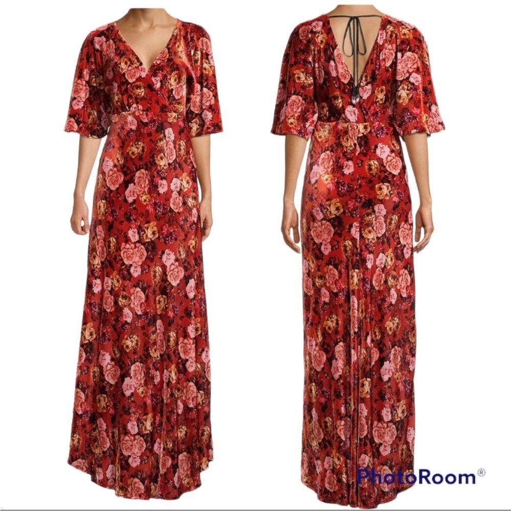 Johnny Was Alanis Silk Velvet Maxi Dress Retail Witchy Whimsical Dark Romantic-L